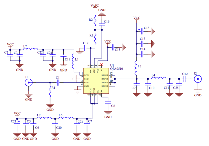 Schematic - Qorvo QPA9510EVB 900MHz GSM Evaluation Board